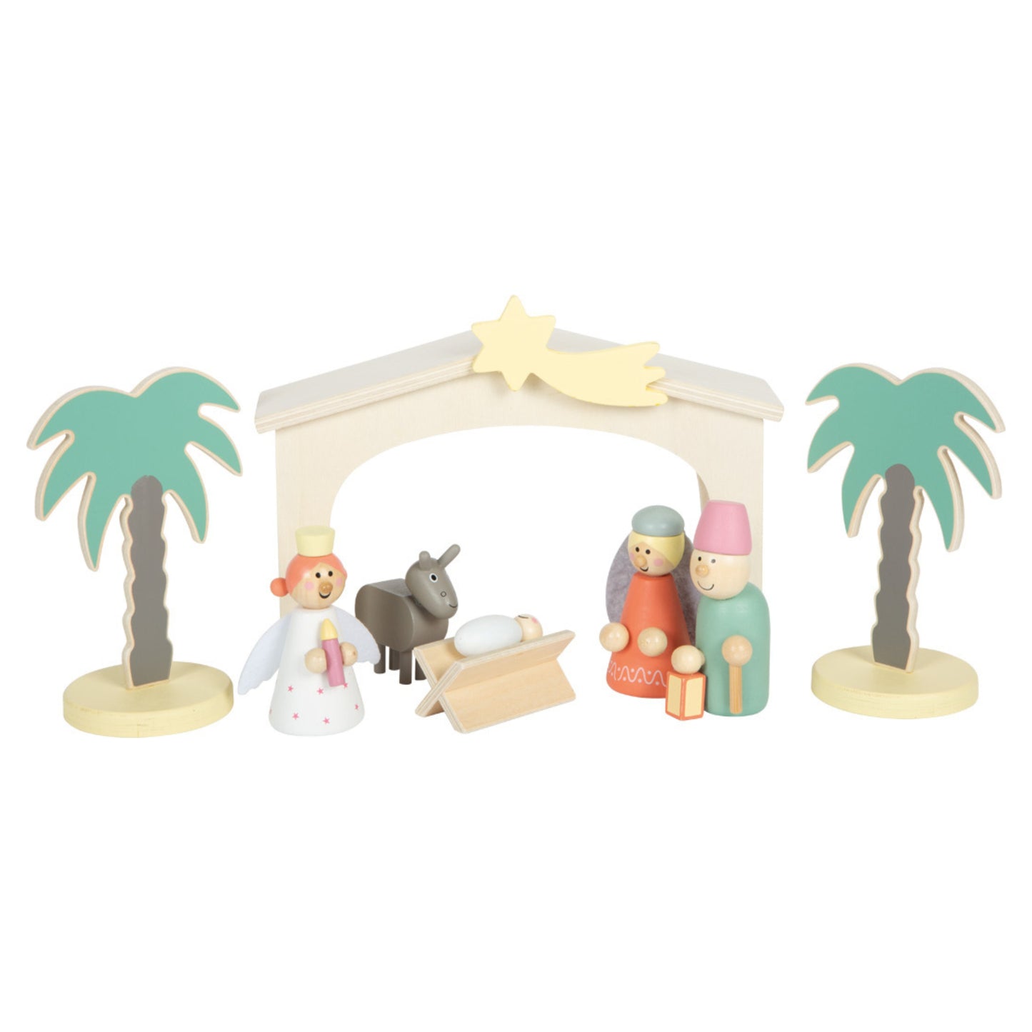 Weihnachtskrippe aus Holz, Spielset