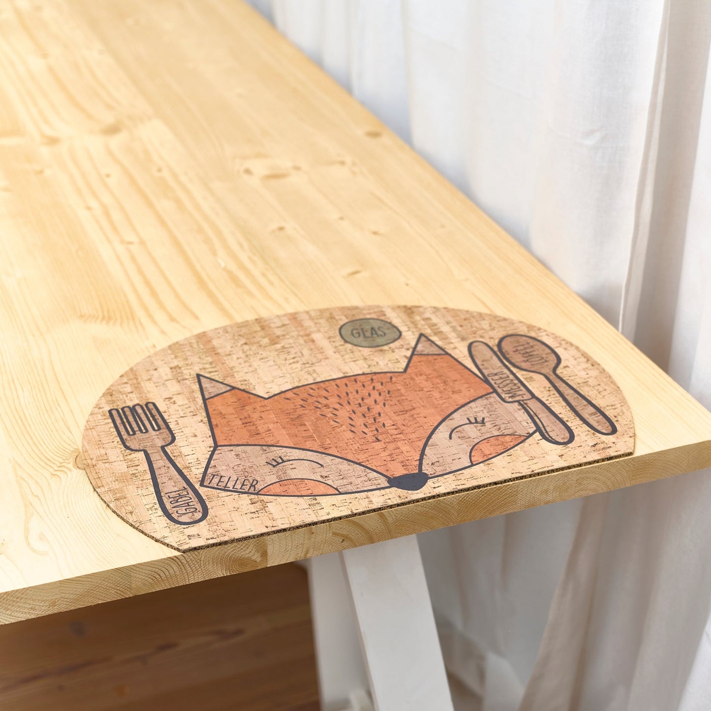 Kinder Tischset montessori-inspiriert aus Kork - FUCHS