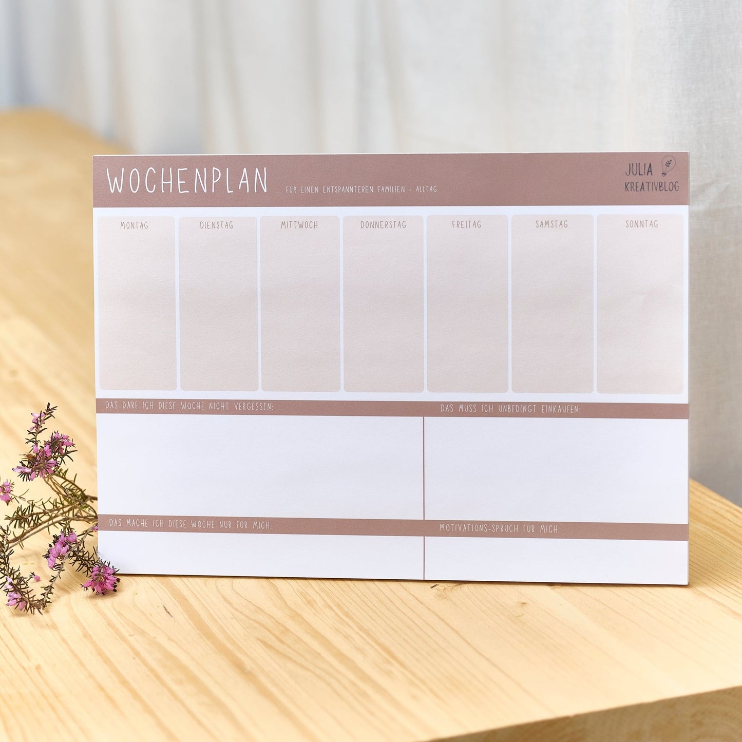 Praktischer Wochenplan für Eltern, Organizer