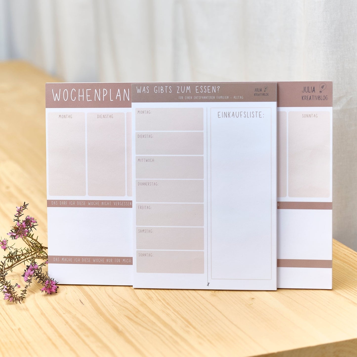 Set aus Wochenplan und Speiseplan-Organizer für Eltern