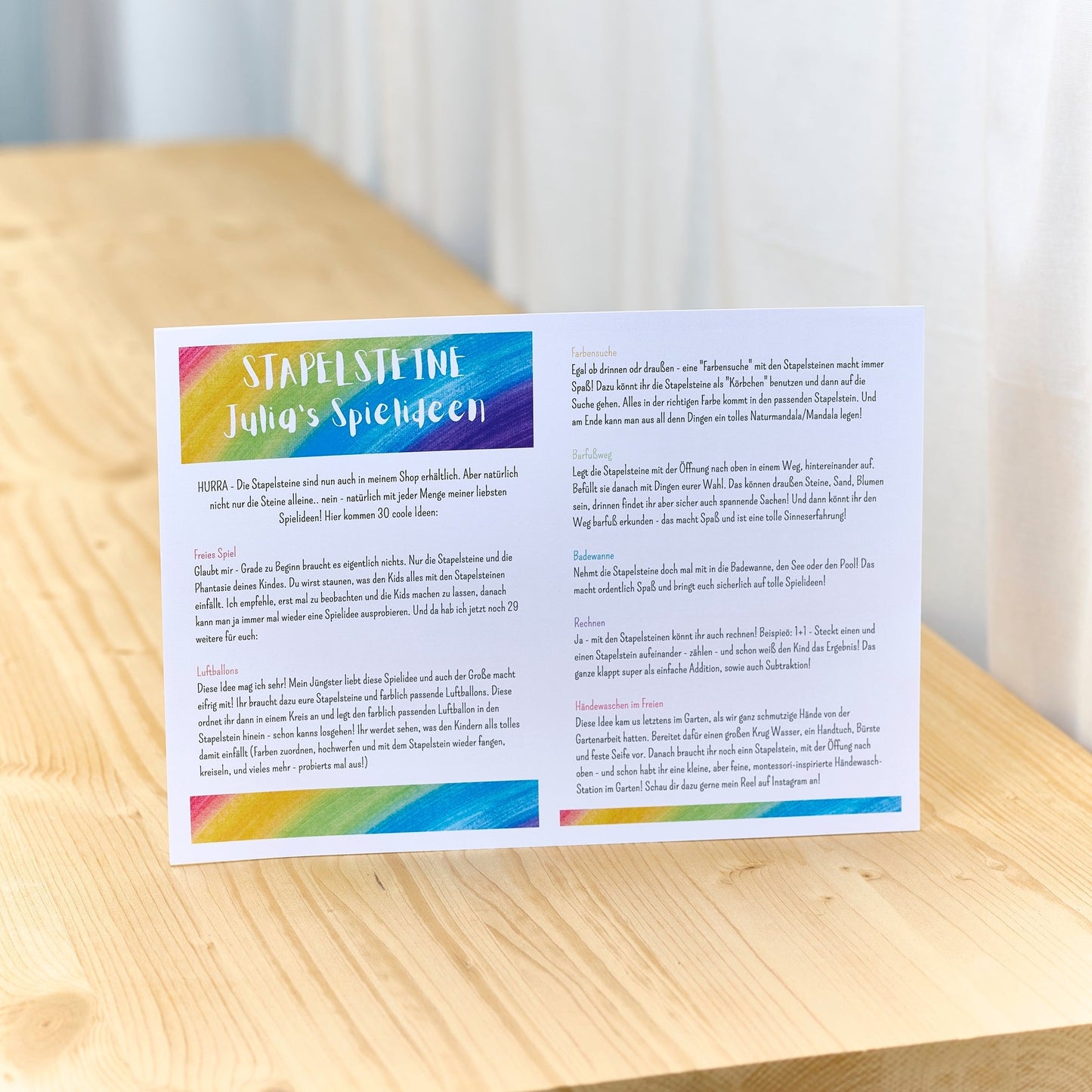 Stapelstein Paket RAINBOW CLASSIC + "Balanceboard Konfetti" mit 30 Spielideen