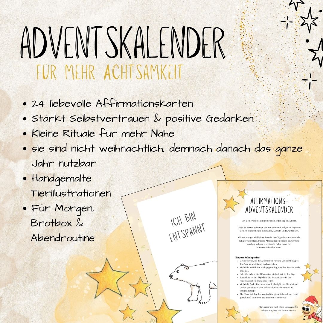 Adventskalender für mehr Achtsamkeit (24 Affirmationskarten)