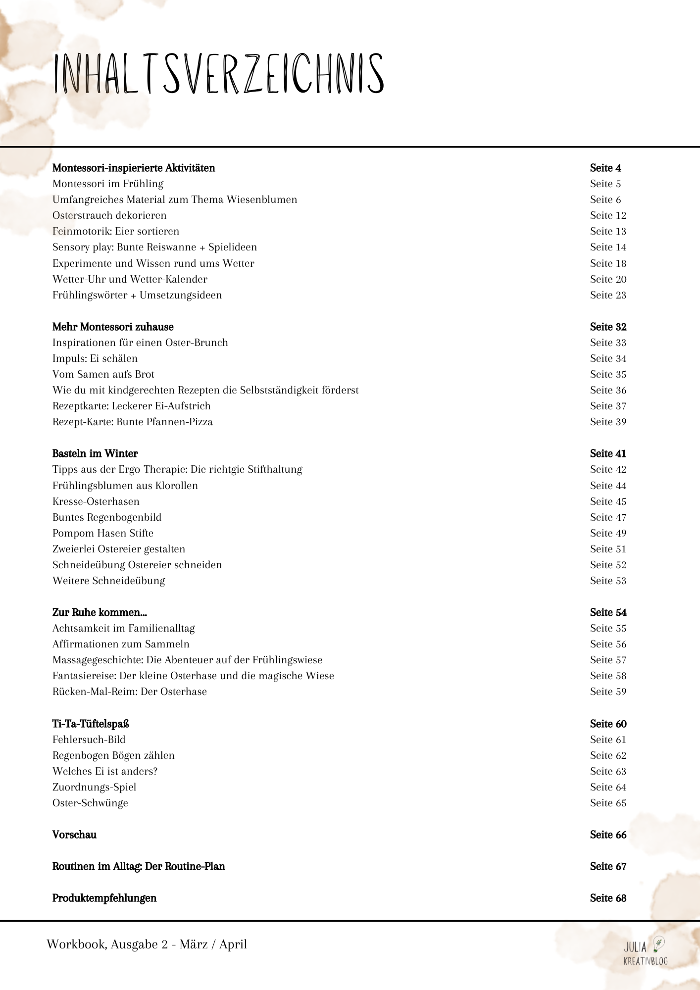 Workbook "Frühling, Ostern und Wetterfrosch" - Ausgabe 2 (2025) - verschiedene Varianten