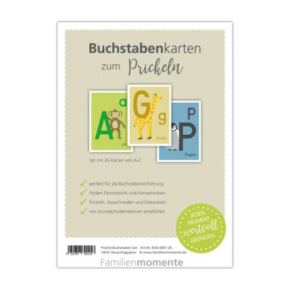 Prickelkartenset - Buchstaben solo