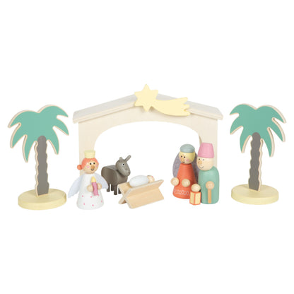 Weihnachtskrippe aus Holz, Spielset