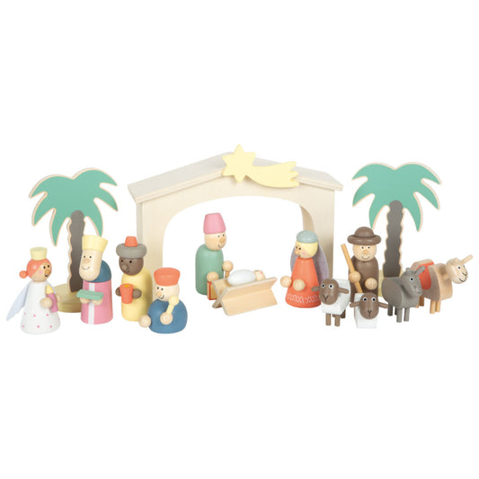 Weihnachtskrippe aus Holz, Spielset