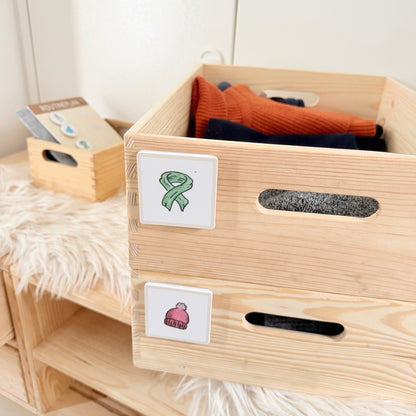 Kartenset: „Kleidung“ für Garderobe, Kleiderschrank und Spielideen