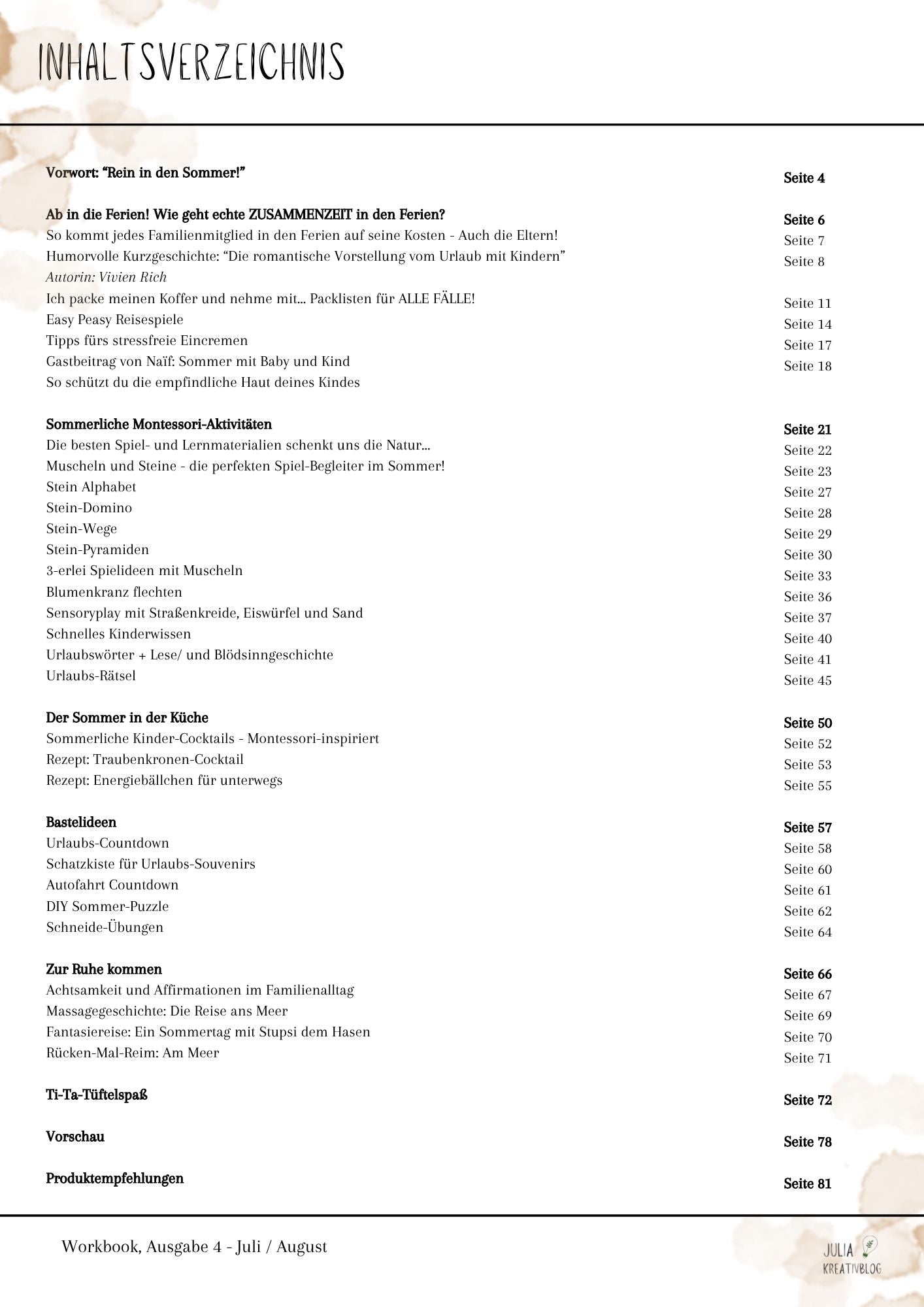 Workbook "Sommer, Sonne, Ferienspaß" - Ausgabe 4 (2025) - verschiedene Varianten