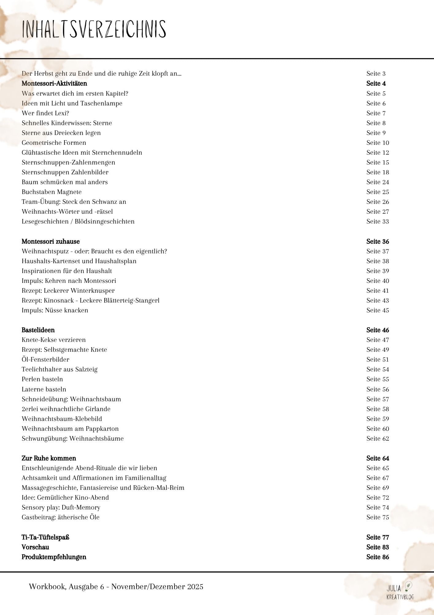 Workbook "Sterne, Wärme, Lichterglanz" - Ausgabe 6 (2025) - verschiedene Varianten