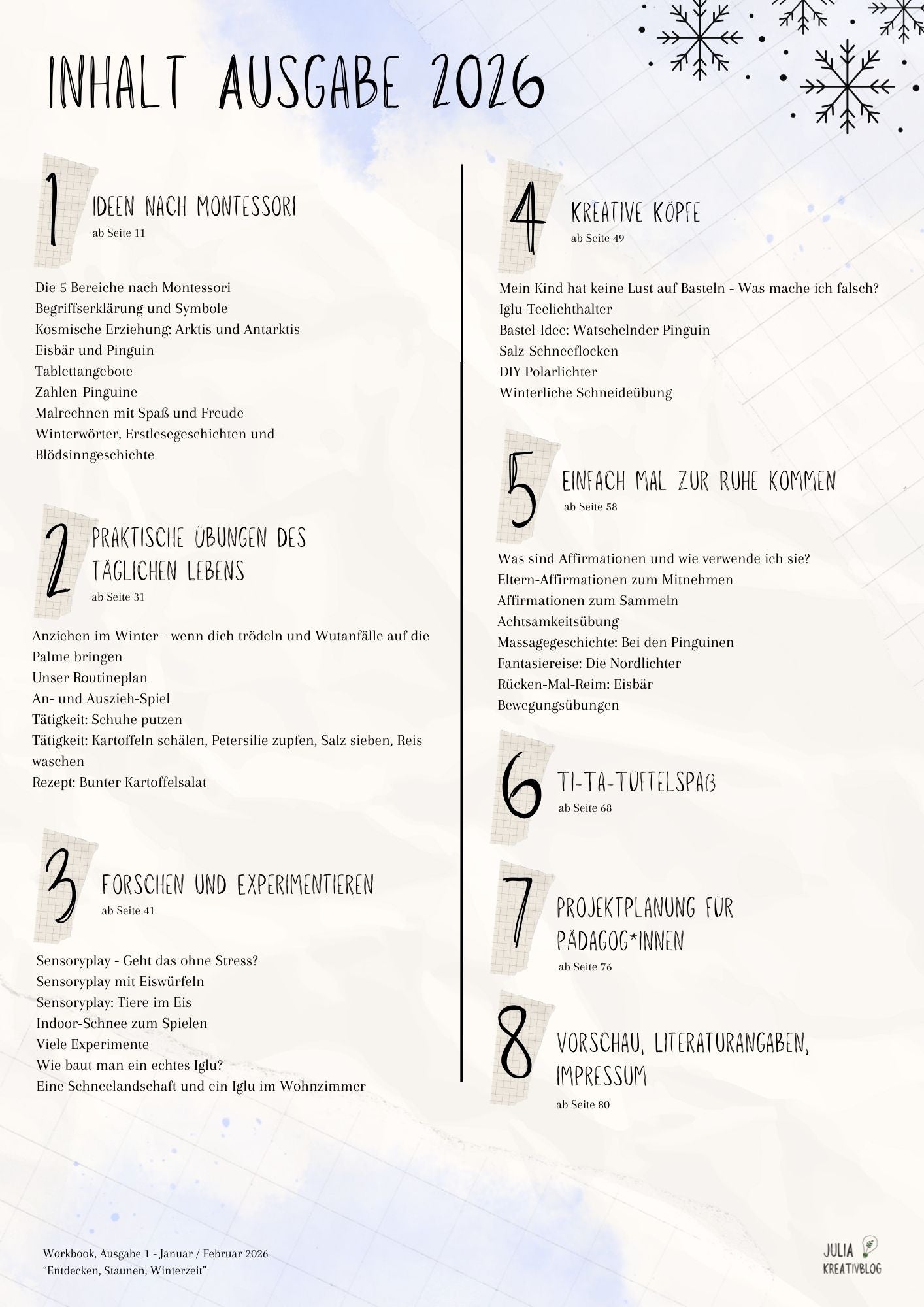 Workbooks Jänner/Februar - verschiedene Varianten